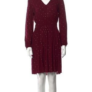 REBECCA TAYLOR  V-Neck Knee-Length Dress with stud and pleat accents